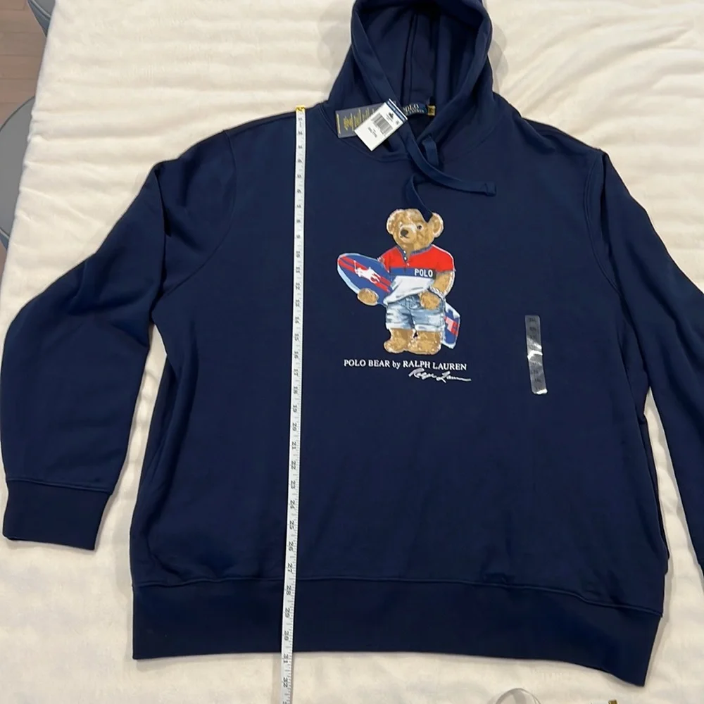 🎉Host Pick🎉Polo Ralph Lauren Navy Men’s Polo Bear Surf Board Hoodie Size XXL - Picture 8 of 12